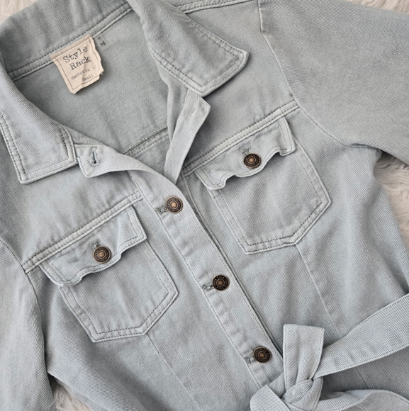 Style Rack Long Sleeve Denim Utility Shirtdress. Size Small. Good preowned cond - Picture 2 of 7